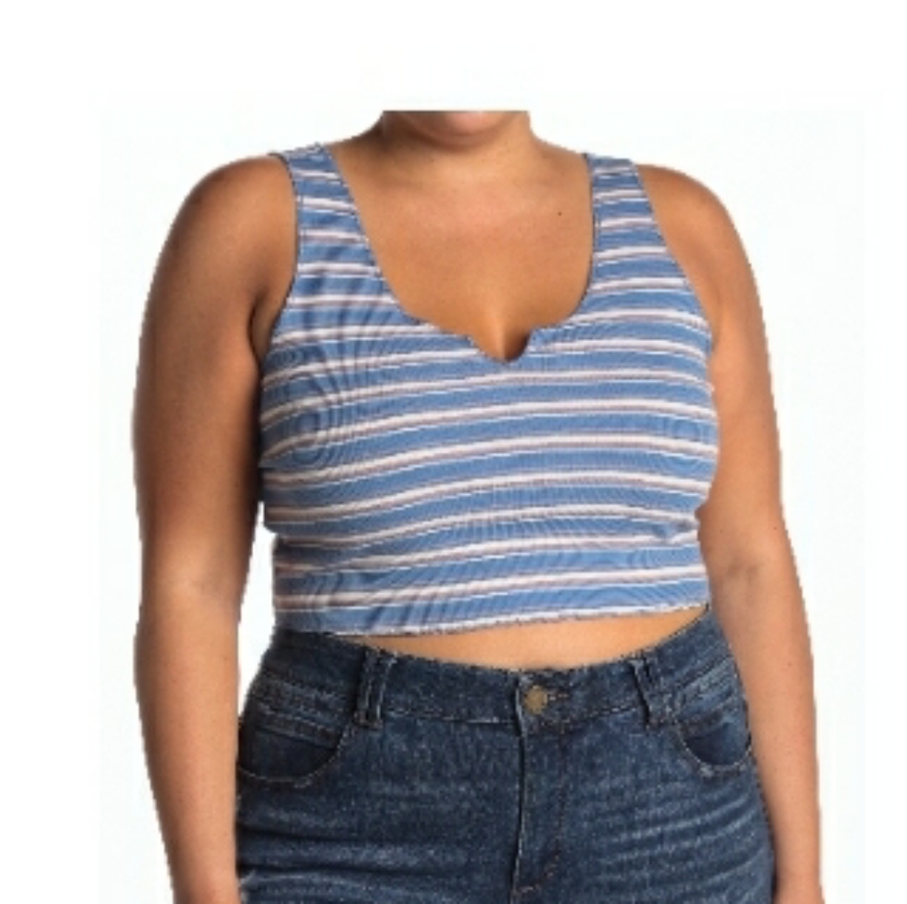 Abound cropped blue stripe tank
